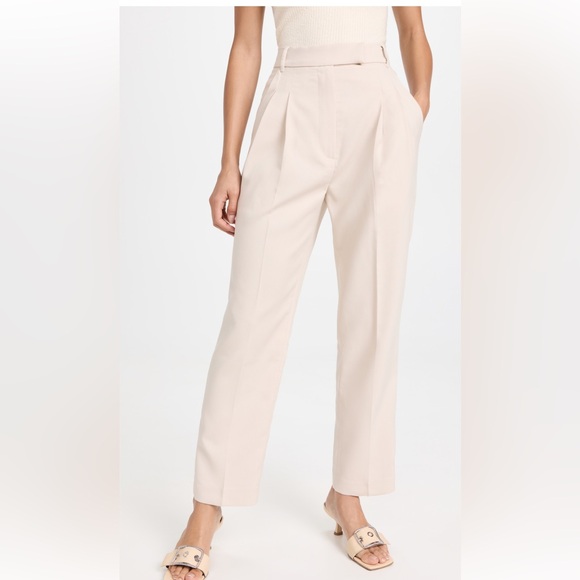 Pixie Market Jaimie pleated pants in color called SAND. - Picture 2 of 16